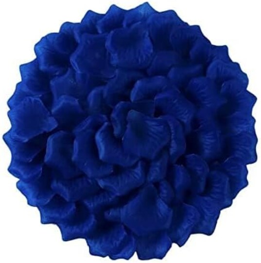 Greentek; Deep Blue Rose Flower Petals,2500 Pcs Fake Royal Blue Rose Petals for Romantic Night for Him Set,2.3'' Rose Petals for Decorations; Category:Flower Petal Packs; Image:1